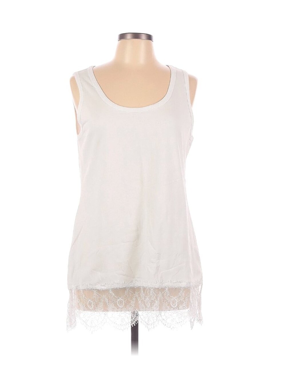 Soft Surroundings Size L Tank/Cami with lacey hem  Very Good Condition white